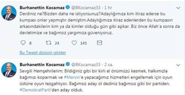 Kocamaz’ın DP’den adaylığına itiraz edildi