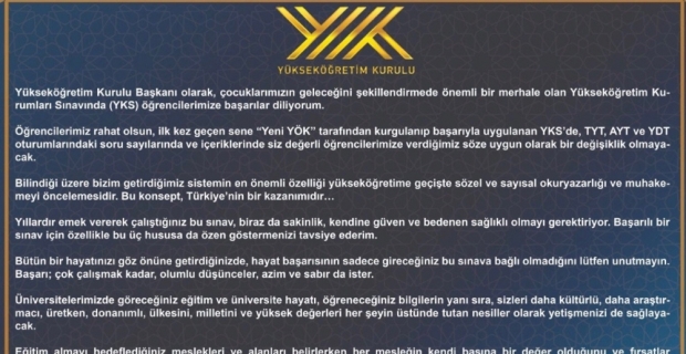 YÖK Başkanı Saraç’tan başarı mesajı