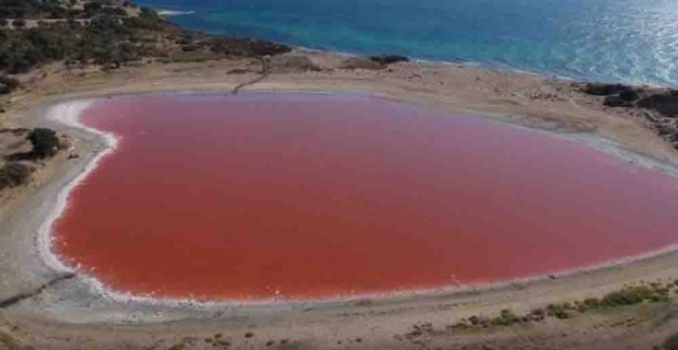 Kalp şeklindeki pembe gölde araştırma çalışmaları başladı